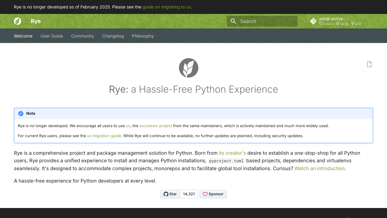 rye - Pythonプロジェクト管理ツール